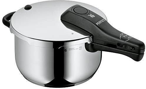 WMF Perfect Schnellkochtopf Induktion, Dampfkochtopf 4,5l, Cromargan Edelstahl poliert, 2 Kochstufen, Einhand-Kochstufenregler