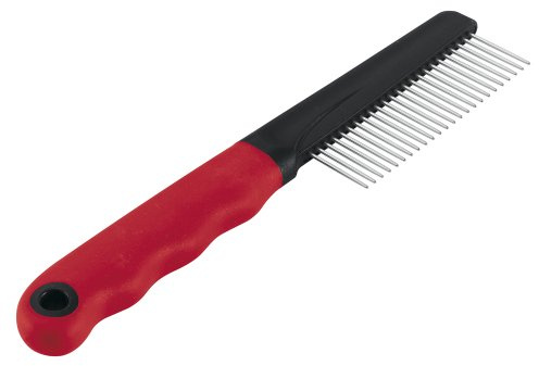 Ferplast Kamm für mittel- und langhaarige Hunde und Katzen, abgerundete Chromzähne, rutschfester und ergonomischer Griff