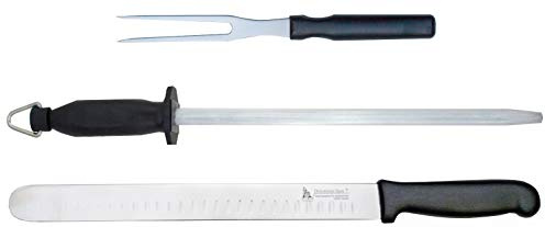 Deluxe Carving Knife and Fork Set with Steel by DOLOMITEN INOX