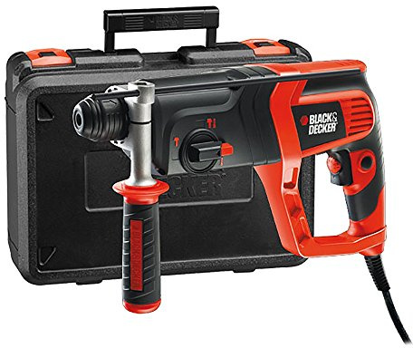Black+Decker KD975K Pneumatischer SDS-Bohrhammer, Meißelhammer mit 1.8J Schlagenergie, Zweithandgriff, Hammerbohren, zum bohren und Meißeln, Rechts-/Linkslauf, inklusive Koffer, 710 W