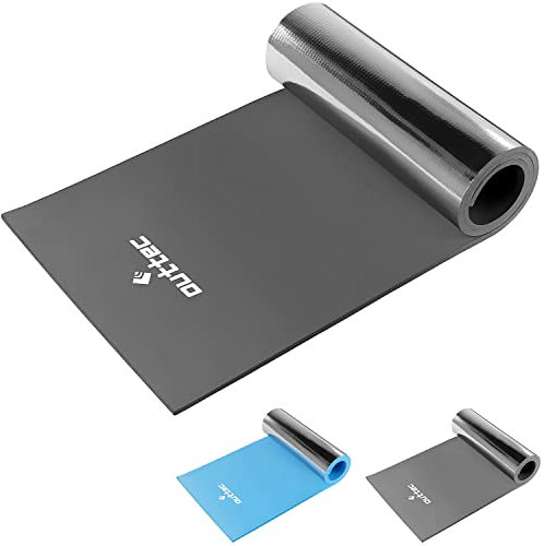 Outtec Isomatte Touristenmatte mit Isolierender Aluminiumschicht - Eva-Schaum - Iso Matte Alumatte - Zeltmatte Schlafmatte - Camping Survival – Campingunterlage - Dunkelgrau, 180x50x1cm