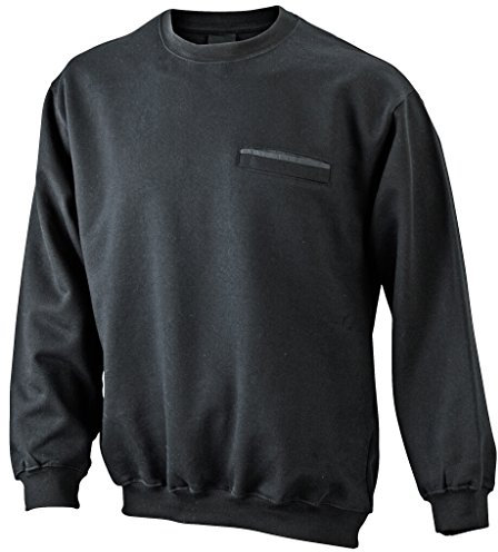 James & Nicholson Klassisches Sweatshirt mit Brusttasche (XXL, black)