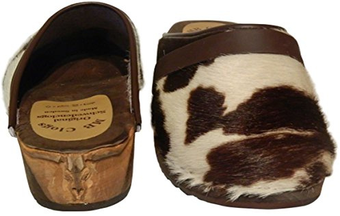 Original Schwedenclogs Damenclogs Herrenclogs Gartenclogs Freizeitclogs Design Fellclogs Weiß Braun(White/Brown) mit eingeschnitztem Stier Clogs Gr.34-46