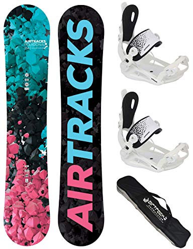 AIRTRACKS Snowboard Set - Tabla Polygonal Mujer 144CM - Fijaciones Master W M - SB Bag/Nuevo