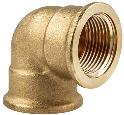 tecuro 90° Messing Winkel mit beidseitig Innengewinde Rp 1 Zoll für Trinkwasserinstallation Messing blank CW617N