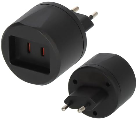 Brennenstuhl Reisestecker, Euro-Stecksystem | Zum Anschluss elektrischer Geräte mit 2-poligem Stecksystem der USA in Ländern mit Euro-Stecksystem