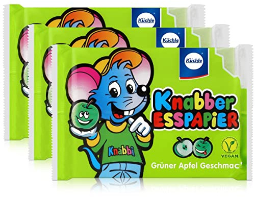 Küchle Knabber Esspapier grün Grüner Apfel Geschmack 25g Essoblaten (3er Pack)