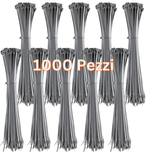 Gocableties Kabelbinder Silber 1000 Stück 300 x 4,8 mm UV-beständig | 22,2 kg Zugfestigkeit, UV-beständig