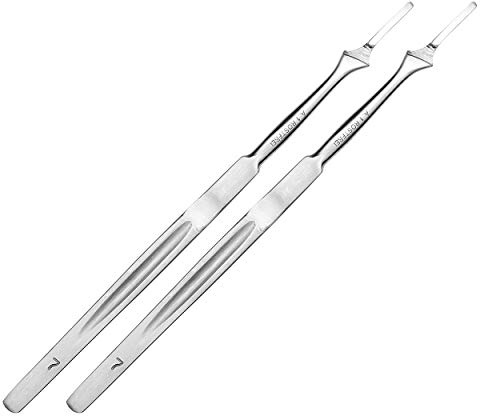 May Set 2x Skalpellhalter 16 cm Figur 3 flacher Griff Modellbau Edelstahl | 2er Set langer Skalpellhalter (16 cm, Figur 3) aus robustem Edelstahl für Grafik und Modellbau