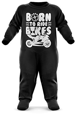 FunkyShirt Body pour bébé Born to Ride Bikes - Barboteuse moto pour bébé - Cadeau d'anniversaire pour bébé, Noir , 3-6 mois