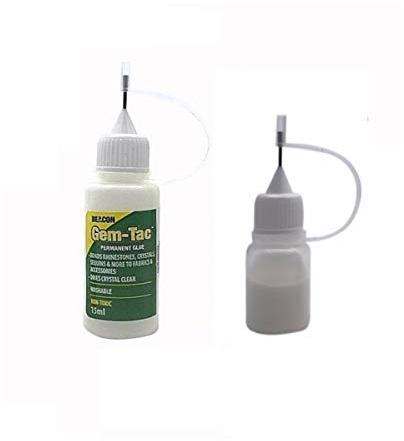 Gem-Tac Klebstoff-Nadel, Präzisionsspitze, Fläschchen für Kunst und Handwerk, Schmuckherstellung, Kleidungsdekoration, Mode-Accessoire, 15 ml, 5 ml gratis