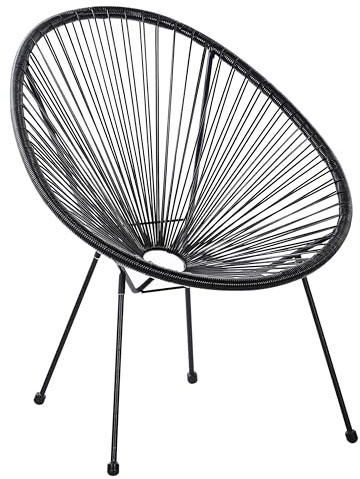 Beliani Lustiger Gartenstuhl Spaghetti Stil Rattan schwarz Acapulco