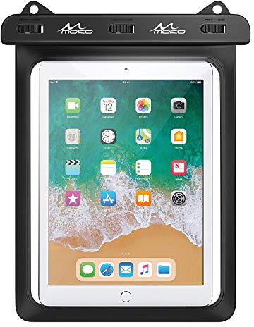 MoKo Funda Impermeable de Tablet, IPX8 Bolsa Protectora Universal para iPad 9/8/7 10.2, iPad Pro 11 M1, iPad Air 5/4 10.9, Galaxy Tab A7 10.4, S7 11, S6/S6 Lite, MatePad New 10.4 hasta 12 , Negro