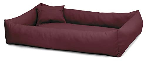 Juelle Hundebett aus Kunstleder, flauschiges Hundekissen, Hundebett für große Hunde, weiches und elegantes Hundesofa, Elmo S-XXL (100x80 cm, Bordeaux)