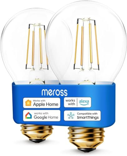 meross Glühbirne E27 Smart Edison Vintage Funktioniert mit Apple HomeKit, Alexa, Mehrfarbig & Dimmbar, LED Lampe Kompatibel mit Google Home und SmartThings, 2 St