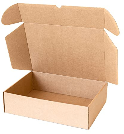 Förpackning med 20 självmonterande kartonger i kraftpapper med lock – Dubbelväggiga, hållbara för frakt, e-handel och budtjänster med måtten 30x22x8 cm