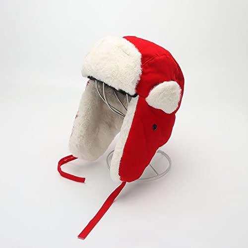 Ciamlir Russische Mütze Bomber-Hut-Frauen-Winter-Ushanka-Hüte Für Männer Frauen Dicke Warme Kappe Knochen-Männliches Ohr Schützen Schnee-Russischen Hut-Ohr-Klappe, Rot, Einheitsgröße