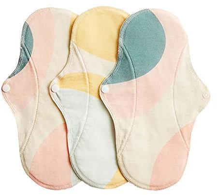 IMSEVIMSE Damenbinden Active, Regular, Bio-Baumwolle, Pastel Hoop (2 x 3 Stück)