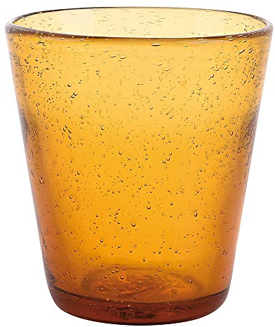 Villa d’Este Home Tivoli Lot de 6 verres à eau ambre 330 ml en pâte de verre soufflé, Cancun Satin