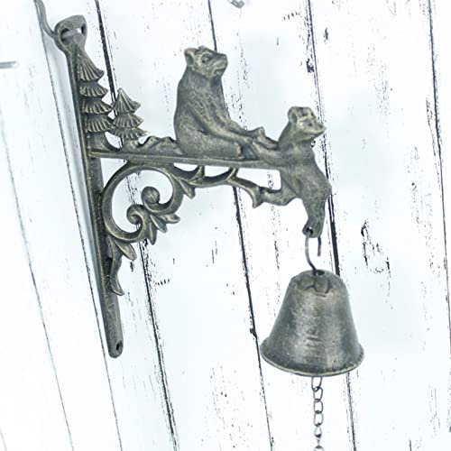 AZICYN Door Knocker Bear Statue Door Bell, Solid Cast Iron Retro Doorbell Knocker, Front Door Fences Castle Housewarming Gift, Easy to Install