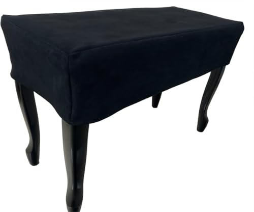 Wenlai Abdeckung Für Klavier Hocker Schwarz Klavierhocker Anti-Staub Stoff Mit Löchern Für Einzelsitz Pianobank, Universal Klavierbank Cover Von Klavier, Flügel Und E-Piano(Double Stool Cover, Black)