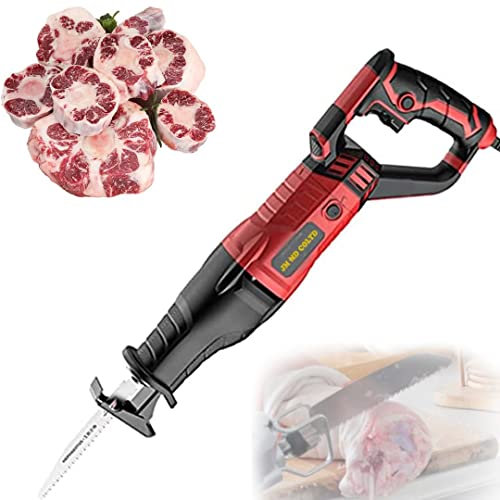 ZWEBY Sierra eléctrica de Hueso de Carnicero 1050W, Sierra de Cinta de Hueso de Carnicero Profesional, Sierra de Sable eléctrica de Mano para Cortar Carne, Rojo