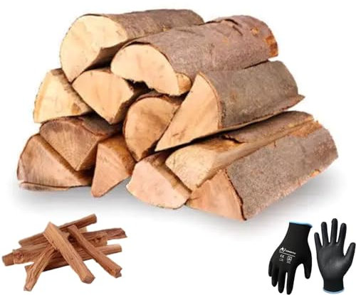 10kg Brennholz 100% Buchenholz inkl. Handschuhe & Anzündholz für Kaminofen, Ofen, Lagerfeuer, Kaminholz, Feuerholz, Smoker, Holzbriketts, Hartholz ofenfertig