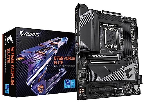 Gigabyte Motherboard B760 AORUS Elite 1.0, Unterstützung für 12 und 13 Gen Intel, Sockel 1700, 4X Dual Channel DDR5, 3 x PCIe 4.0 x4 M.2 Connectors