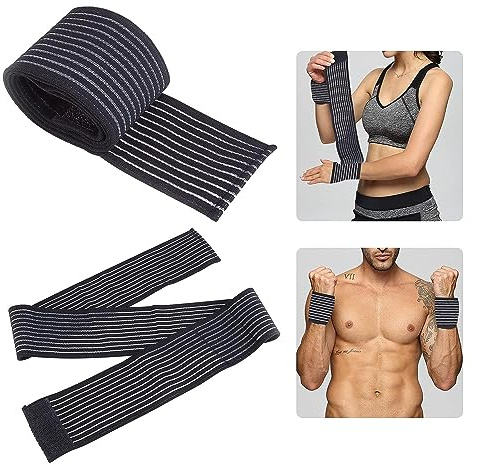 Knee Wraps Genouillères élastiques réglables pour genoux poignets mollets et chevilles, bande élastique pour soutien de la cuisse, Peut être épissé pour prolonger, élastique et respirant, noir(120 cm)