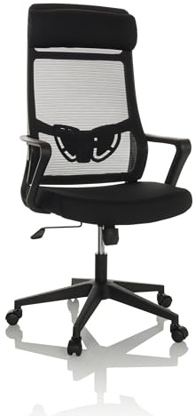 hjh OFFICE Schreibtischstuhl Bürostuhl NEKEO Stoff/Netzstoff ergonomischer Drehstuhl mit Lordosenstütze, Schwarz, 719233