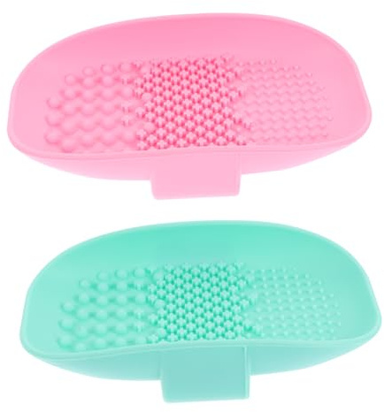 Angoily 2pcs Silicone Makeup Brush Cleaning Mat Reusable Cosmetics Brush Scrubber Easy to Use Fashion Design