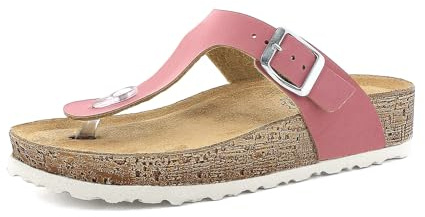 inblu Ciabatte Donna Infradito con Fibbia Regolabile, Plantare in Vera Pelle, dal 35 al 41, Sandali, Fucsia, 39 EU