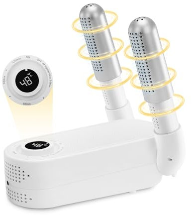 Yofuly Asciugascarpe, Asciugaguanti e Scaldascarponi con soffiatore di calore, cestello regolabile a 180° Timer intelligente, design pieghevole per scarpe, guanti, cappelli, calze, scarponi da sci