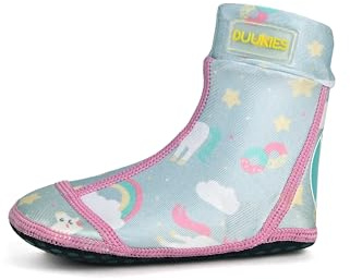 Duukies Mädchen Badesocken Unicorn Einhorn Motiv Lila Pink rutschfest UV-Schutz Strandschuhe