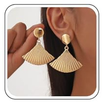 Xduargs Boucles D'oreilles Boho En Forme D'éventail Exagérées Éventail En Métal Zinc Boucles D'oreilles Pendantes Éventail Vintage Pièces De