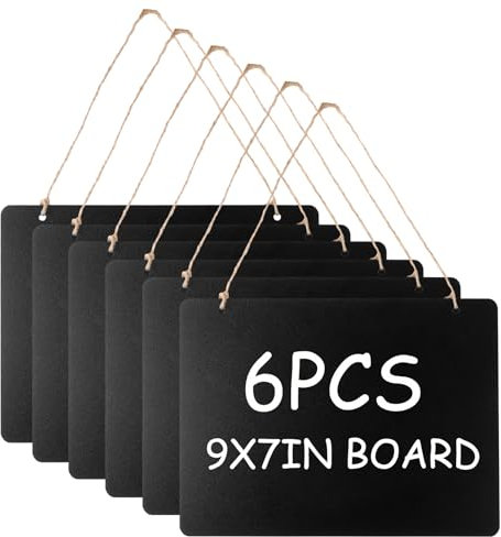 GBACHOOSE 6 Stück Kreidetafel zum Aufhängen, Schiefertafel zum Beschriften, Schiefertafel zum Aufhängen, Schiefertafel 23x17cm mit 4 Kreide, Kreidetafel Klein für Wochenplaner, Wand Notiztafel