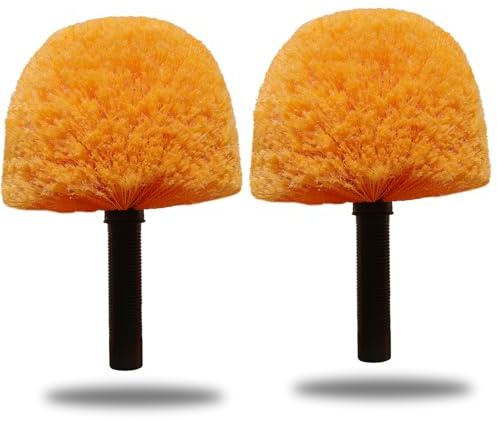 2 Pack Robust Cobweb Duster Head Brush – Superior Twist-On Web Cleaning Tool – Spider Web Remover Brush Compatible with Standard 3/4 Inch Threaded Poles for Outdoor & Indoor Use – Head Only (Orange)