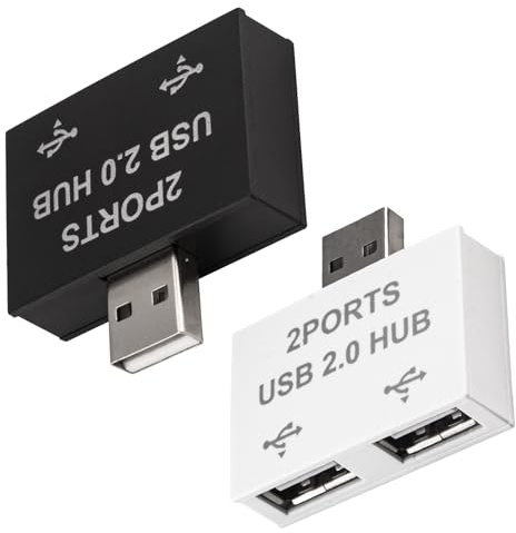 Leehitech 2 Ports USB 2.0 Expand Hub, 480Mbps Data Transfer USB2.0 Male to 2×USB2.0 Female Splitter Adapter, Support Two Devices Charging Simultaneously for Laptop, MacBook, Desktop, PC