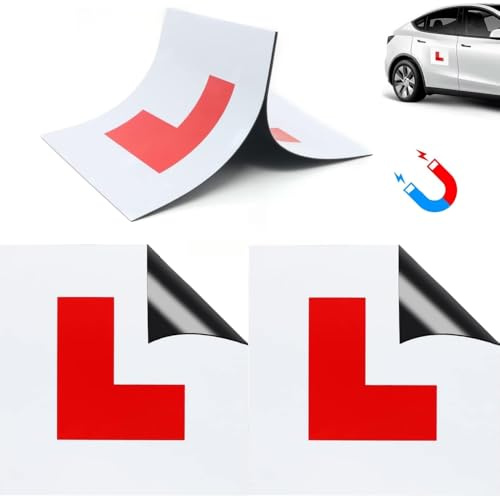 Nagsxiw Fully Magnetic L Plates for Car UK, 2 Pack Waterproof L Plates for Car Magnetic, Learner L Plate for Motorcycle Car, No Fading, No Blow off, Easy to Move without Scratching