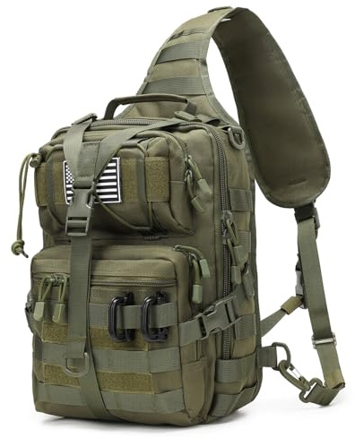 Lemubeane Tactical Sling Bag Backpack Military Rover Shoulder Sling Pack EDC Molle Assault Range Bag Crossbody Chest Pack (Army Green)