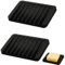 2 Pièces Porte-Savon en Silicone Noir avec Drainage Auto-Drainant pour Salle De Bain et Cuisine