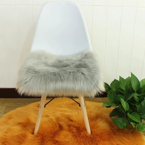 champracer Kunstfell Teppich Stuhlkissen Klein Quadratisch Sitzbezug Flauschiges Kissen Teppichmatte Weich Flauschig Wohnzimmer Schlafzimmer Sofa Fotografie Stuhl-Sitzkissen (Grau,40x40 cm)