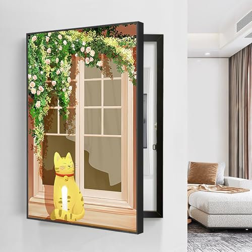 TRAGLO Couvercle de Panneau électrique décoratif pour Compteur électrique, disjoncteur caché, Peinture décorative, boîte à fusibles créative pour Salon(Style 6,30x40cm(11.8x15.7in))