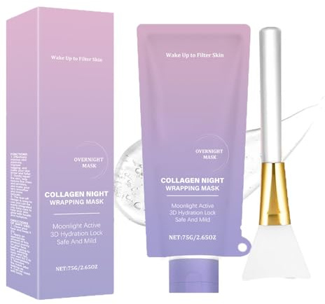 Collagen Night Wrapping Mask - Peel Off Face Masks - Collagen Face Mask for Dry & Dehydrated Skin - Overnight Face Masks - Korean Skin Care Deep Hydration, Improves Skin Elasticity