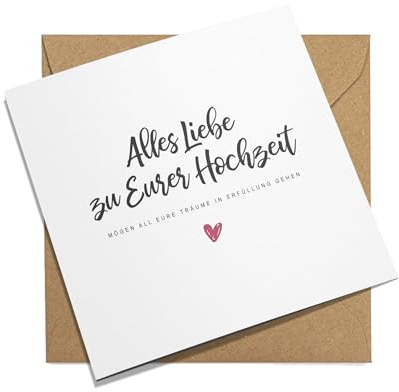 FORYOU24 MYPRINTZ Glückwunschkarte zur Hochzeit mit Umschlag aus Kraftpapier. Hochzeitskarte Grußkarte Vermählung Just Married Wedding minimalistisch (KT_117)