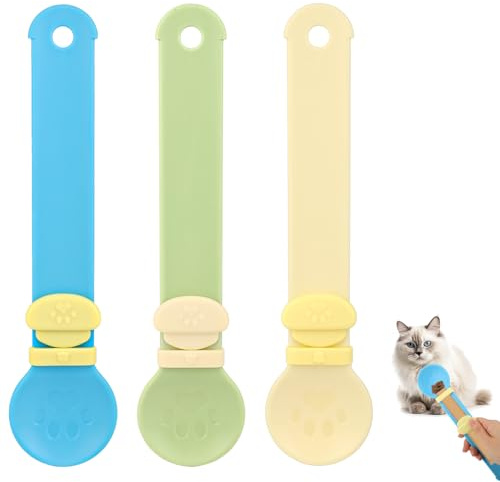 lasuroa 3pcs Cuillère Friandises Chat, Motif Pattes Mignonnes Cuillère à Nourriture Chat 3 Couleurs Distributeur Food pour Lécher Friandises Liquides Purées Fournitures pour Animaux