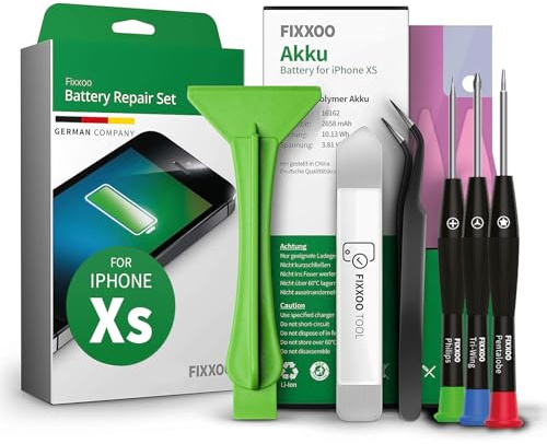 GIGA Fixxoo® Handy Akku Reparatur Set für iPhone XS [inkl. Werkzeug-Kit & Anleitung] - Original Kapazität - Ersatzakku für einen einfachen Austausch - Batterie für iPhone XS