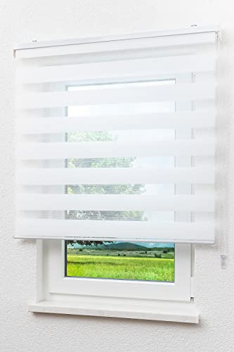 LYSEL Outlet Doppelrollo Solid mit Miniblende in Reinweiß, in der Größe (BxH) 80cm x 180cm