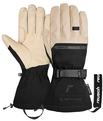 Reusch Skihandschuhe für Herren & Damen | extra warm mit Leder & Softshell | wasserdicht & atmungsaktiv, Premium Winterhandschuhe für Ski, Freeride & Piste, Größe 6-11, Duality R-WOOL