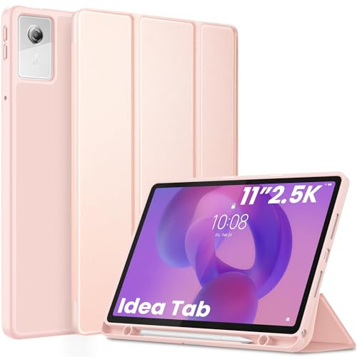 EasyAcc Custodia per Lenovo Idea Tab 11 pollici Tablet 2025 con portapenne TB-336ZU TB-336FU, ultra sottile con funzione leggio Slim PU Custodia protettiva in pelle (oro rosa)